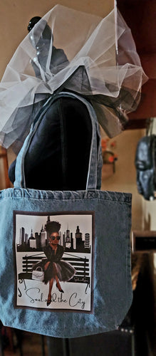 Around The Way Gurl - Denim Tote Bag