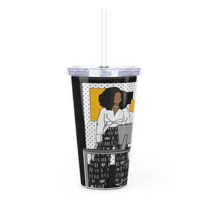 Work From Home Plastic Tumbler with Straw