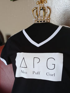 Afro Puff Gurl - APG V-neck Tee - Sticks and Stones Tees & More