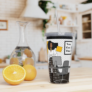 Work From Home Plastic Tumbler with Straw